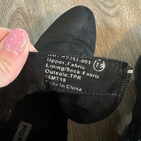 Not Rated Black Suede Studded Ankle Boots - Picture 7 of 7